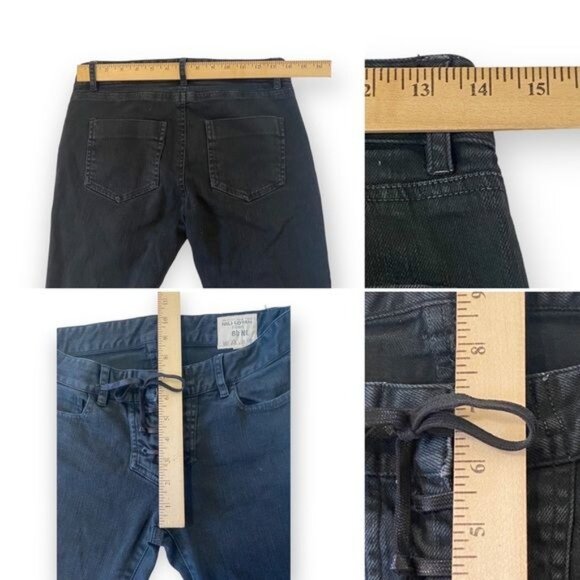 Nili Lotan Washed Black Lace-Up Front Skinny Jeans, Size 0 - Picture 12 of 12